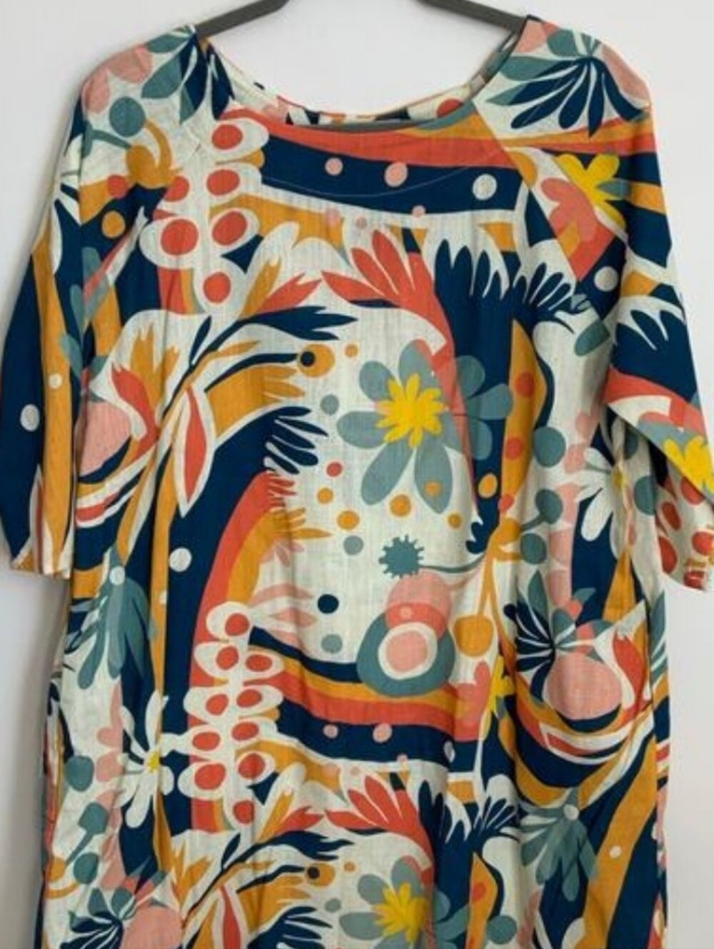 Lesley Evers Cotton Geometric Tatum Dress Kalamazoo Peach Dress NWT size XL